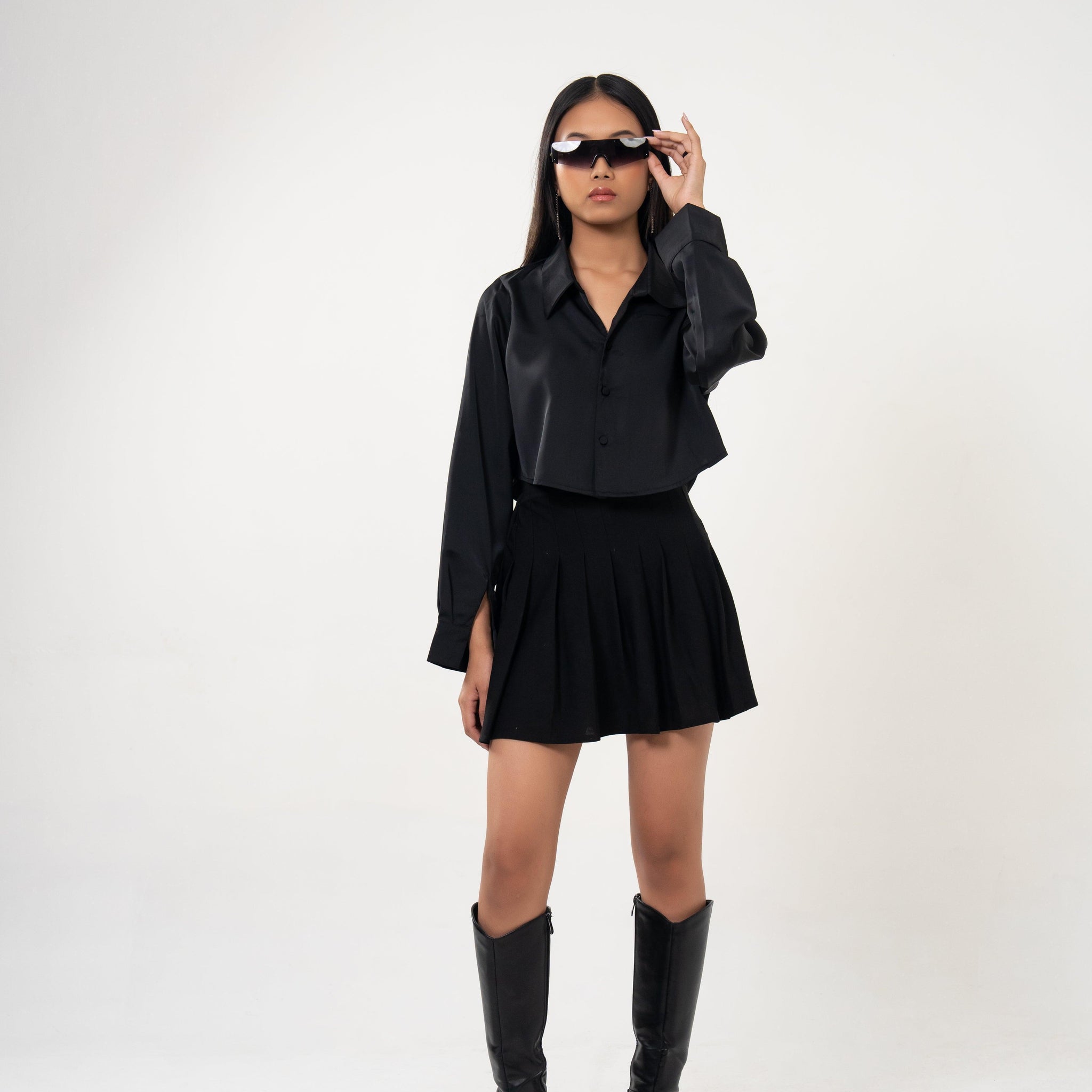 Cropped Satiny Shirt